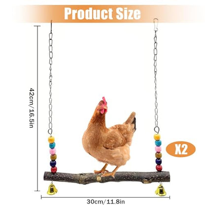 Chicken Bird Swing,Chicken Perch,Natural Wooden Swing Toys,Wood Stand for Chick,Safe and Relief of Stress,Chicken Coop Accessories,Coop Swing for Chicken Bird,Parrot,Hens (A) - color: B-2PCS