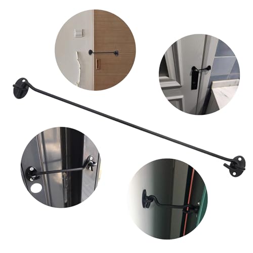 2PCS 16 Inch Stainless Steel Barn Door Hook and Eye Latch Black, Long Privacy Cabin Door Swivel Window Hook, Heavy Duty Gate Latch Holder Easy Lock- for Sliding Door, Garage, Shed, Window - size: 16 Inch - Black