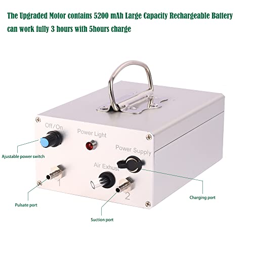 14L Cow Electric Milking Machine, Automatic Rechargeable Battery Powered Pulsation Vacuum Pump with 2 Teat Cups Stainless Steel Bucket for Cows(Battery Model) - color: Cow, size: 14LBattery