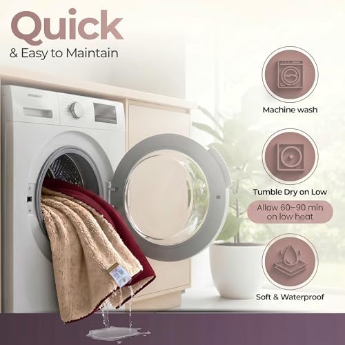 Sacred Weapon Waterproof Blanket for Sofa, Couch & Bed — Sherpa Fleece Splash & Period Blanket — Soft, Leakproof & Hypoallergenic — Dark Red 80"x50" - color: Dark Red, size: Medium (80"x 50")