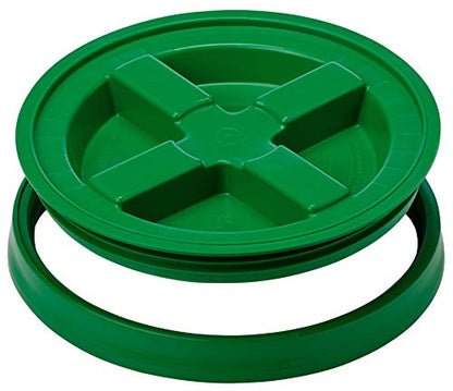 House Naturals 3.5 Gallon Food Grade Grey Bucket Pail with Green Screw on Air-Tight Lid (Pack of 4) BPA Free containers -Made in USA