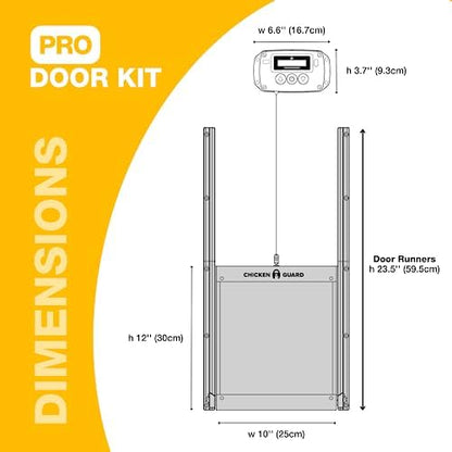 ChickenGuard Automatic Chicken Coop Door Opener, Power by Solar/Batteries/Electric. Strong Motor Lifts 2kg; Timer/Light Sensing; Motor Units only or Combination Kits (PRO + Door + Batteries) - size: PRO + Door + Batteries