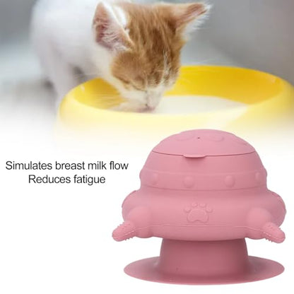 Silicone Puppy Milk Feeder 4 Nipples Small Puppy Nursing Station, Puppy Bottles Simulates Mother's Milk, Feeding Multiple Young Animals, Suitable for Pet Owners - color: Pink