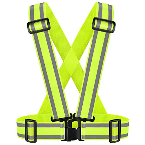 High Visibility Reflective Safety Vest | Lightweight,Adjustable & Elastic | Hi Vis Running Gear for Jogging,Walking,Cycling,Construction Workers,Motorcycle,Men,Women (1, YELLOW) | Adjustable Elastic Suspenders,Reflector Safety Vests Men Women,Hi Vis Vest