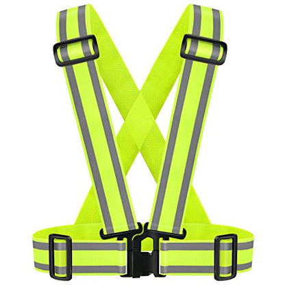 High Visibility Reflective Safety Vest | Lightweight,Adjustable & Elastic | Hi Vis Running Gear for Jogging,Walking,Cycling,Construction Workers,Motorcycle,Men,Women (1, YELLOW) | Adjustable Elastic Suspenders,Reflector Safety Vests Men Women,Hi Vis Vest