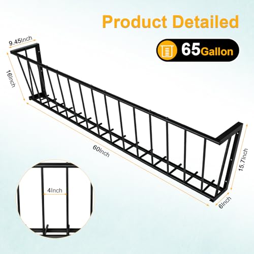 60'' Metal Wall Mount Hay Feeder, 65 Gallon Livestock Feeder for Goats Horses Cattle, Indoor Outdoor Hay Rack Blanket Holder - size: 60 Inch