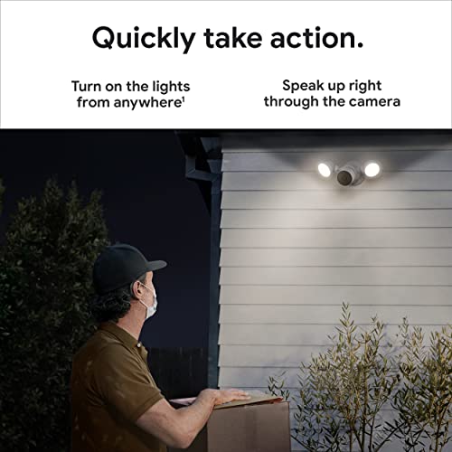 Google Nest Cam with Floodlight - Outdoor Camera - Floodlight Security Camera, White, 1 Count (Pack of 1) | Outdoor camera, camera with customizable floodlight, 1080 HDR video, night vision, 180° motion detection, Google Home app - size: 1 Count (Pack of