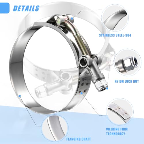 16Pack T Bolt Hose Clamps Set, 8 Size 3/4"~2.5" T bolt Heavy Duty Hose Clamp Working Range 28-78mm, 304 Stainless Steel for Radiator Hoses Clamp - size: 1.10 - 3.07 inches, style: 16pcs t bolt hose clamp kit