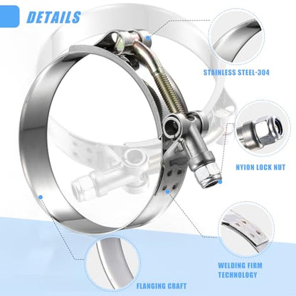 16Pack T Bolt Hose Clamps Set, 8 Size 3/4"~2.5" T bolt Heavy Duty Hose Clamp Working Range 28-78mm, 304 Stainless Steel for Radiator Hoses Clamp - size: 1.10 - 3.07 inches, style: 16pcs t bolt hose clamp kit