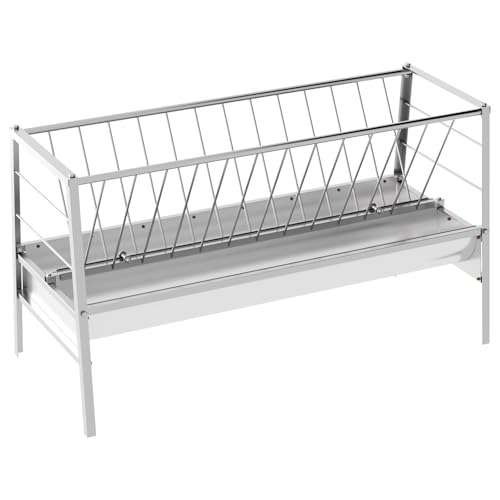 88 Gallon Goat Hay Feeder, Heavy-Duty Upgrade Stainless Steel Hay Feeder for Goats, 2-in-1 Design (60Gal Hay + 28Gal Feed/Water Tray), Livestock Feeder for Ranch, Barn and Goat Pens