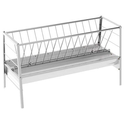 88 Gallon Goat Hay Feeder, Heavy-Duty Upgrade Stainless Steel Hay Feeder for Goats, 2-in-1 Design (60Gal Hay + 28Gal Feed/Water Tray), Livestock Feeder for Ranch, Barn and Goat Pens