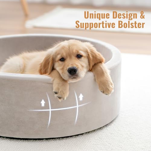 39 Inch Round Dog Bed Ball Pit, Indoor Playpen for Cats and Small Dogs, Dual Use Pet Play and Rest Area, Gray (Balls Not Included) - color: Gray