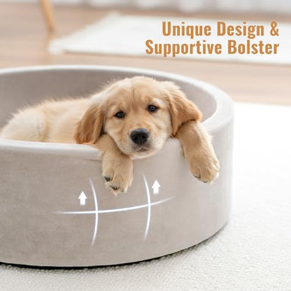 39 Inch Round Dog Bed Ball Pit, Indoor Playpen for Cats and Small Dogs, Dual Use Pet Play and Rest Area, Gray (Balls Not Included) - color: Gray