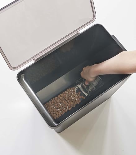 YAMAZAKI Home Tower Airtight Pet Food Storage Container - Cat And Dog Food Holder Bin With Transparent Lid And Handle - Large - Polypropylene - 15 Lbs., 3.2 Gallons, 12 Quarts - color: Black, size: Large
