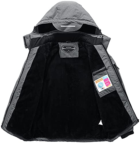 SUOKENI Women's Waterproof Warm Winter Snow Coat Hooded Raincoat Ski Snowboarding Jacket - color: Charcoal Heather, size: Small