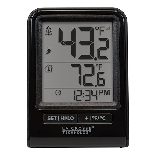 La Crosse Technology 308-1409BNH-CBP Battery Operated Wireless Digital Thermometer - Black - color: Black