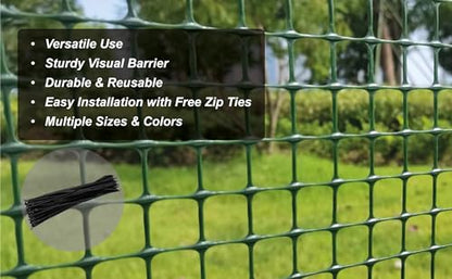 PotatoLife Plastic Hardware Mesh Netting, Temporary Fence, Tree Guards, Staircase Banister, Animal Barrier, Garden Netting, Poultry, with 50 Zip Ties (Green, 40'' x 50') - color: Green, size: 40'' x 50'