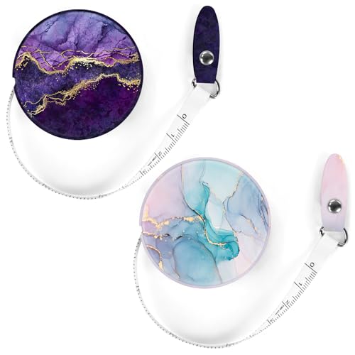 Two-Piece Sewing Tape Measure，Colour Printed Small Retractable Soft Measuring Tape for Tailor Cloth Fabric Body Measurements. - color: Marble Three