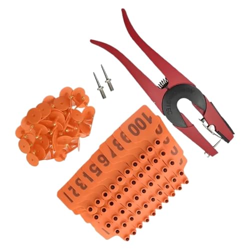 Cattle Ear Tags Ear Tags for Cattle Pasture Livestock Labels 001-100 Numbered with Applicator for Wildlife Tracking Beef for Cattle Cows Hogs Pigs(Yellow) - color: Yellow