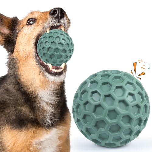 Tough Dog Chew Toys for Aggressive Chewers, Indestructible Dog Balls for Aggressive Chewers, Squeaky Balls for Dogs, Squeaky Toys for Large Dogs, Funny Heavy Duty Ball - color: Dark Green