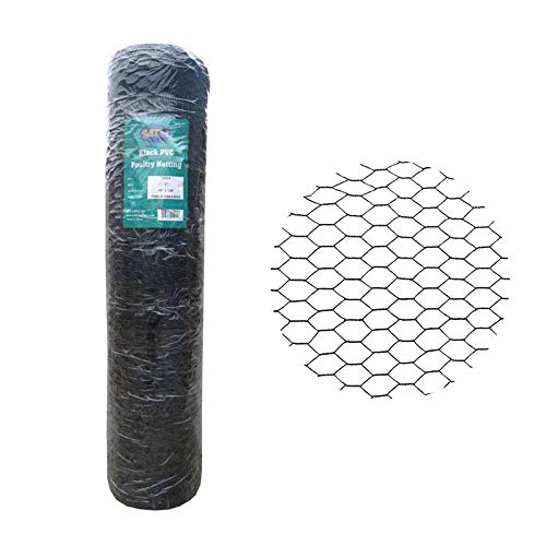 PVC Hexagonal Poultry Netting Chicken Wire 48 inches x 150 feet x 1 inch Mesh 20GA Black - size: 48"x150'-1" 20GA