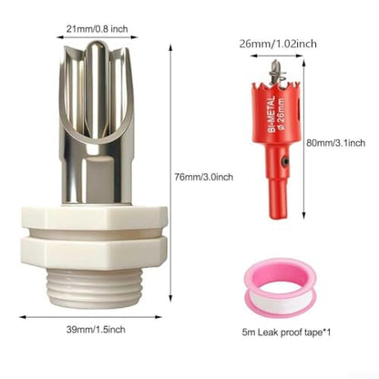 Automatic Pig Nipple Waterer Kit with Tank Connector and Hole Cutter for Livestock Farms, Stainless Steel Drinking Spout Set for Pigs, Metal Rod(1-piece set) - size: 1-piece set