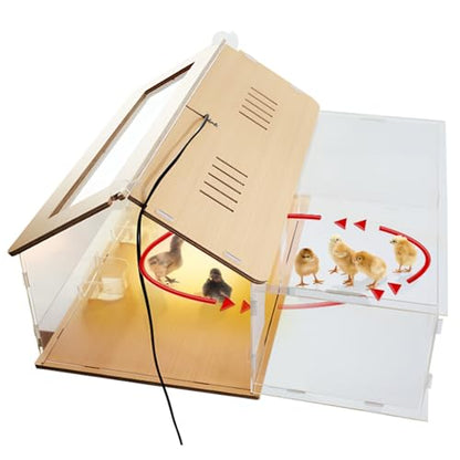 Brooder Box for Chick 40-50,5-in-1 Chick Starter Kit,Includes Brooder Heat Lamp 2,Baby Chicken Box,Chicken Feeder,Waterer,Thermo-Hygrometer