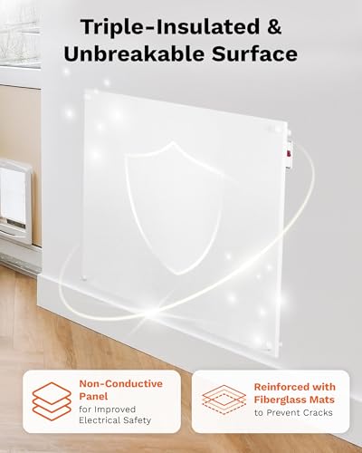 Large Room Indoor Heater - 600W Amaze Maxi Convection Panel Heater w/Wall Mount Kit, Up to 300 sq ft Room - 36”x24” Paintable, Energy Efficient, & Silent for Bathroom, RV or Garage- Amaze Heaters - size: 600W Maxi