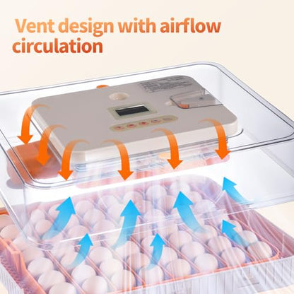 SmarketBuy 56 Egg Incubators for Hatching Eggs, Automatic Egg Turning and Humidity Temperature Control, Egg Candler, 360° Viewing Incubator for Hatching Chicken, Ducks, Goose, Quail