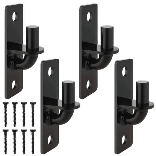 Wall Mount Gate Hinges 4 Pack Farm & Chain Link Gate Hinges with 5/8'' Pin, Heavy Duty Outdoor Metal Gate Hardware for Fence Posts(4 Pack, Black) - size: 4 Pack