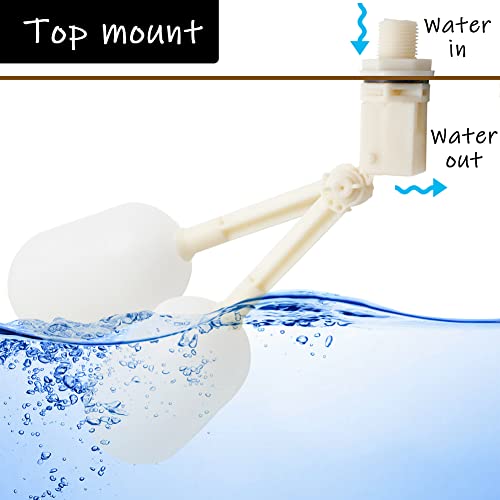 Uenede 2PCS Float Ball Valve DN20 3/4" Male Thread PE Floating Ball ABS Valve Automatic Switch for Pool, Livestock Water Trough, Aquariums, Aquaculture, Hydroponics and Reservoir Water Level Control
