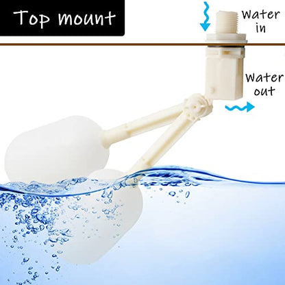 Uenede 2PCS Float Ball Valve DN20 3/4" Male Thread PE Floating Ball ABS Valve Automatic Switch for Pool, Livestock Water Trough, Aquariums, Aquaculture, Hydroponics and Reservoir Water Level Control