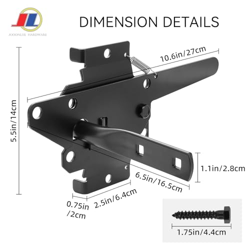 Heavy Duty Outdoor Gate Latch, Iron Fence Latch for Wooden Fence and Metal Gates, Easy Install Gate Lock with Adjustable Strike Plate, Universal Gate Hardware for Garden, Yard, Farm - size: Latch