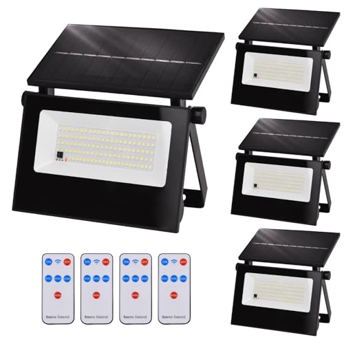 Solar Motion Sensor Lights Outdoor, 107 LED Security Flood Lights IP66 Waterproof, Dusk to Dawn Solar Powered Wall Lights, Cool White 4 Pack for Yard Patio Garage - size: 4 Pack