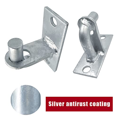 4 Pack Wall Mount Gate Hinges, Heavy Duty Chain Link Fence Gate Hinges with 5/8 Hinge Pin for Fences & Farm Gates (Screws Not Included), Silver - color: Silver-4pcs