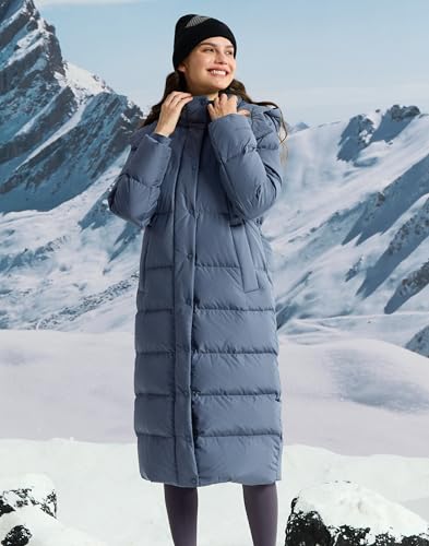 Pioneer Camp Women's Thickened Long Down Jacket 650+ Fill Power Puffer Jacket Winter Coat Parka Jacket with Hood - color: Grey, size: XX-Large