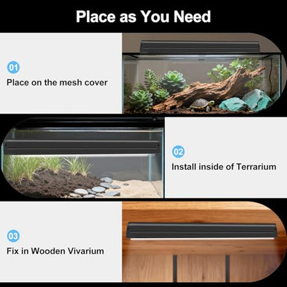 LUCKY HERP T5 Reptile Light Fixture Combo Kit 24W (New Upgrade), UVB Reptile Light Fixture with Desert UVB 10.0 22" Fluorescent Tube, UVA UVB Reptile Light for Lizard, Bearded Dragon, Tortoise - size: 22 Inch