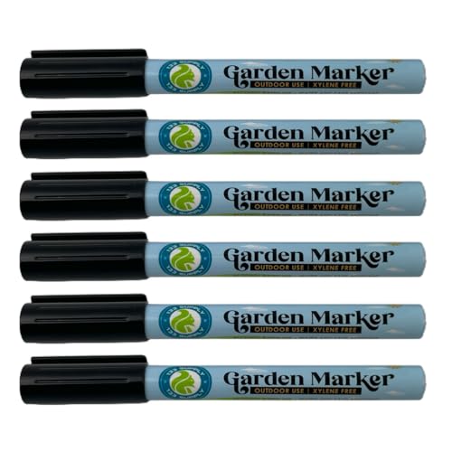 6 Pack Garden Marker Pen Permanent Markers Black (UV Fade Resistant Marker Pens for Plant Markers Garden Markers Waterproof Pen Black Markers Outdoor Marker for Garden Plant Label 0.8mm) - size: 6 Pack Garden Marker Pens (No Plant Tags)