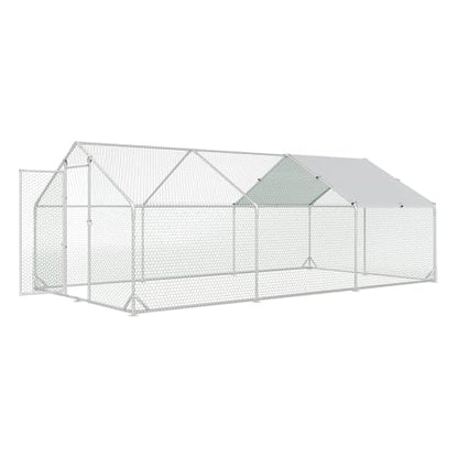 4ever2buy Metal Chicken Coop, 10x20 FT Walk-in Chicken Run Pen Poultry Cage, Water-Resistant & Anti-UV Cover, Large Chicken Coop for 18-22 Chickens - size: 236.4"L x 117.6"W x 76.8"H