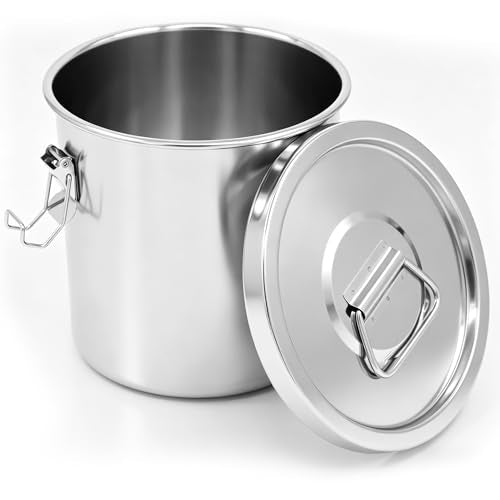 304 Stainless Steel Airtight Food Storage Container, 6L/1.59Gal Large Canister with Lock Clips & Lid, Heavy Duty Metal Bucket for Rice, Flour, Grain, Coffee Beans, Kitchen Pantry Jar - size: 6L