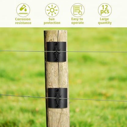 Pangda 12 Pcs Electric Fence Insulator Wood Post Electric Fence, Wood Post Nail-On Insulators for Fencing Wire Rope (Black) - color: Black