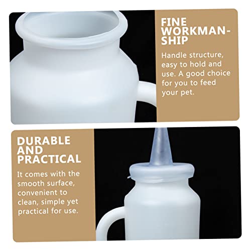 2pcs Calf Milk Bottle Soft Squeeze Pet Nursing Bottle for Puppies and Kittens Durable and Easy to Clean Large Capacity Feeding for Calves and Small Animals - color: White