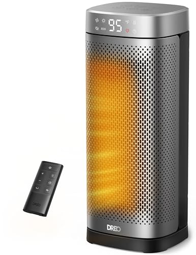 DREO Space Heaters for Indoor Use, Fast Heating Portable Heaters with Remote, Large PTC Ceramic Electric for Bedroom, 12H Timer, 70° Oscillation, Overheat Protection, 1500W Safety Heat for Home Office