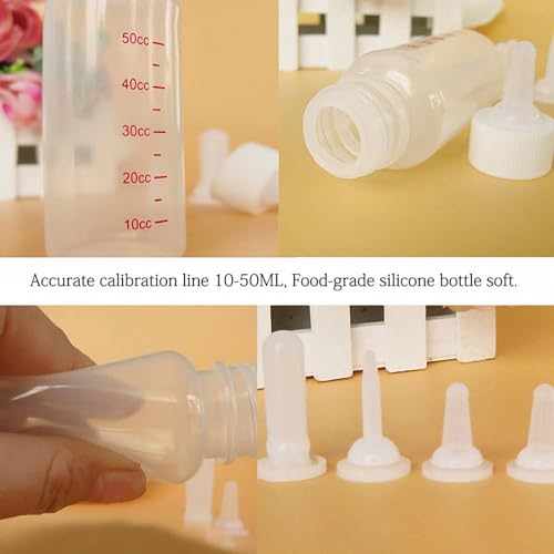 OMEM Pet Nursing Bottle, Nursing Bottle Kits, Replacement Nipple Cat Feeding Bottle for Newborn Kittens, Puppies, Rabbits, Small Animals