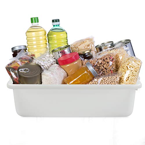 Kiddream Set of 4 Commercial Bus Box Tote, 13 Liter Large Plastic Bus Tub (White) - color: White, size: 13 Liter