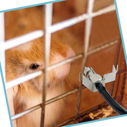 8pcs Stainless Steel Rabbit Watering Nipples Metal with Cage Clips Rabbit Water Nipples Dispenser Hamster Waterer Automatic Watering System - color: Metal