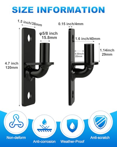 Gate Hinges Wall Mount 2 Pack Farm & Chain Link Gate Hinges with 5/8'' Pin, Heavy Duty Outdoor Metal Gate Hardware for Fence Posts (2 Pack, Black) - size: 2 Pack