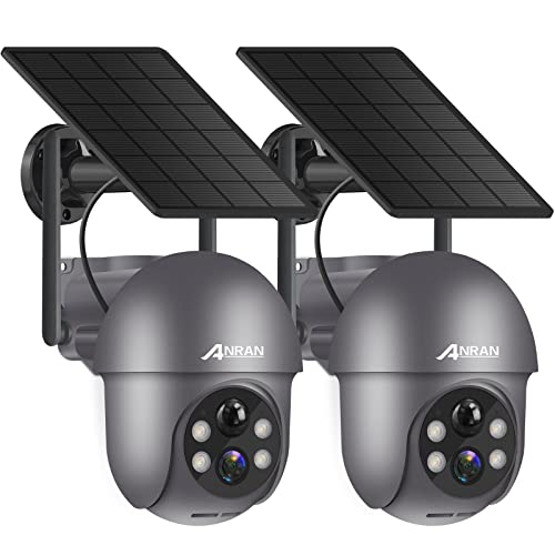 ANRAN 3MP Security Camera Wireless Outdoor, 2K Solar Outdoor Camera with 360° View, Smart Siren, Spotlights, Color Night Vision, PIR Human Detection, Pan Tilt Control, 2-Way Talk, Q01 Grey 2 Packs - color: Gray-2 Packs