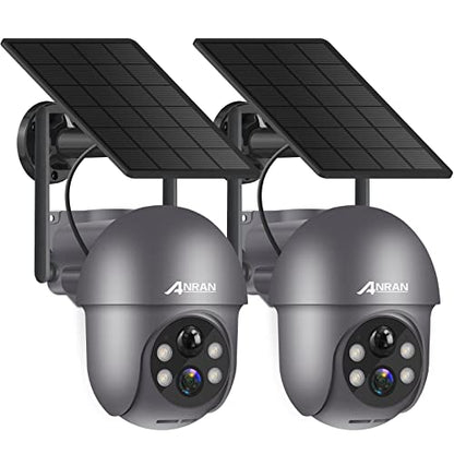 ANRAN 3MP Security Camera Wireless Outdoor, 2K Solar Outdoor Camera with 360° View, Smart Siren, Spotlights, Color Night Vision, PIR Human Detection, Pan Tilt Control, 2-Way Talk, Q01 Grey 2 Packs - color: Gray-2 Packs