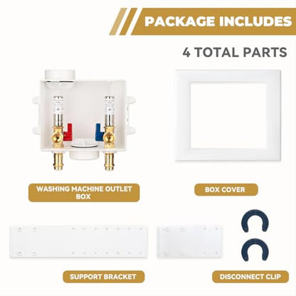 Press Washing Machine Outlet Box with Stainless Steel Water Hammer Arrestor, Center Drain, 1/2 Inch Press (Copper Pipe Only, Press Tool Required) x 3/4 Inch MHT, Washer Faucet Recessed Box - color: PRESS/SS Arrestor
